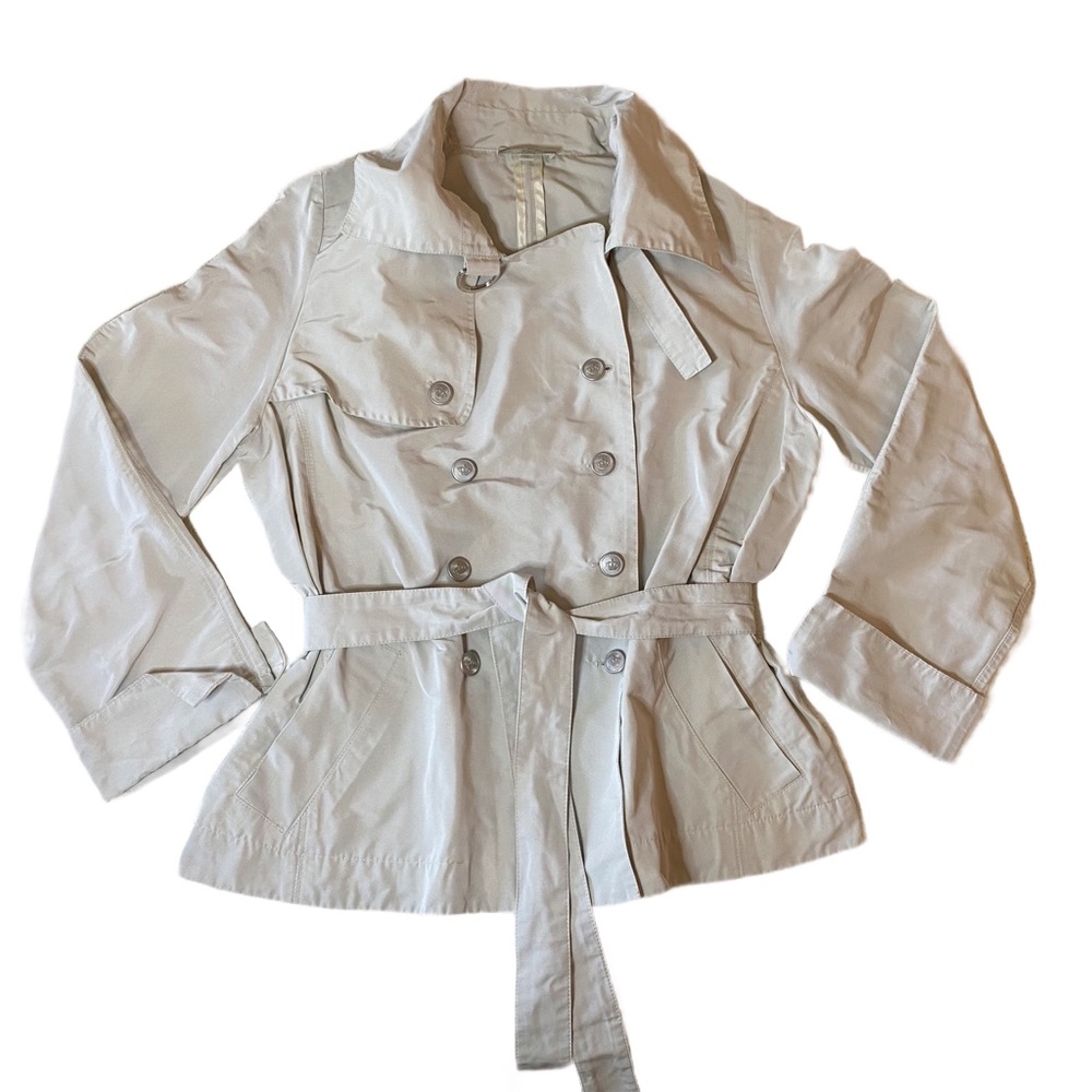Rodika Zanian Women's Beige Double-Breasted Rain Jacket Size S